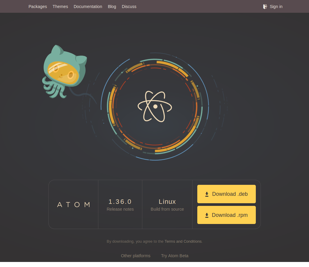 Download buttons on https://atom.io