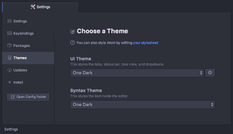 Changing the theme from the Settings View