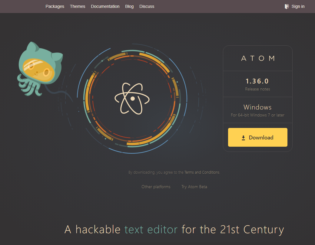 Download buttons on https://atom.io