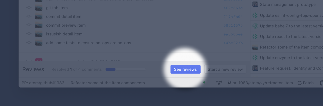 Open review tab from footer